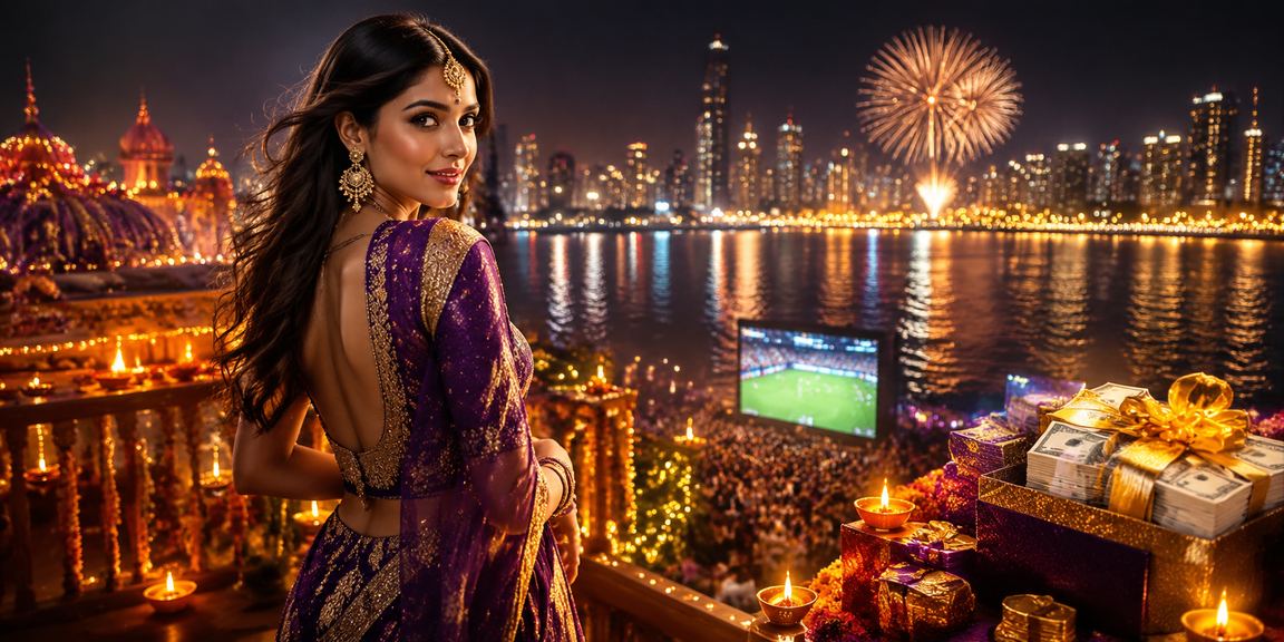 Mumbai casino entertainment during Diwali festival with bright lights and players